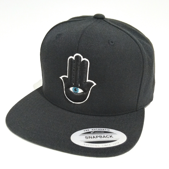 Hamsa Hand 3rd Eye 3D Embroidered Black Snapback Hat Flat Bill 6 Panel Y… - Picture 1 of 10